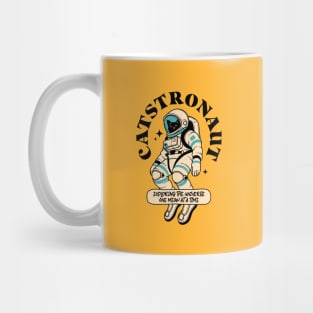 Astronaut Black Cat in yellow Mug